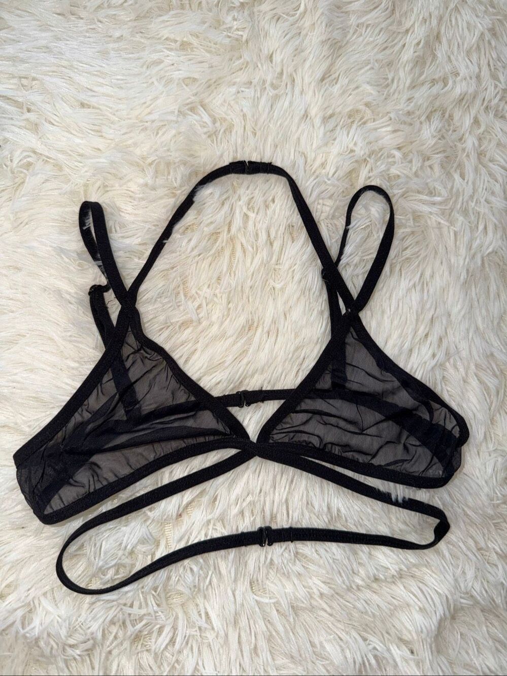 XS black sheer bra
